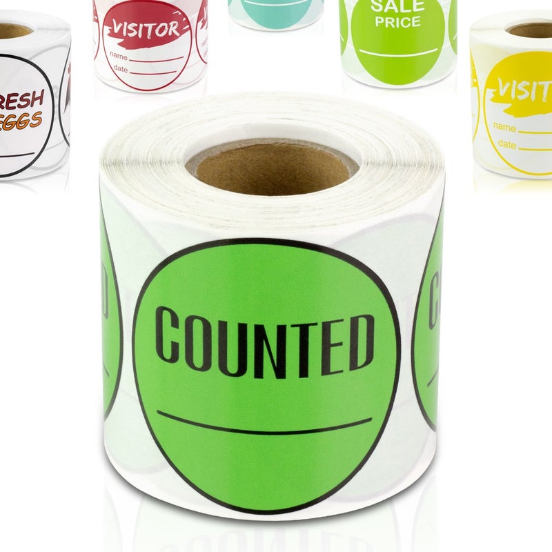 OfficeSmartLabels Write-On Counted Labels (300 Labels Per Roll, 1 Roll - 2 inch, Circle Dot, Green) Inventory Control Stickers for Counting OR Warehouse Organization - Image 3